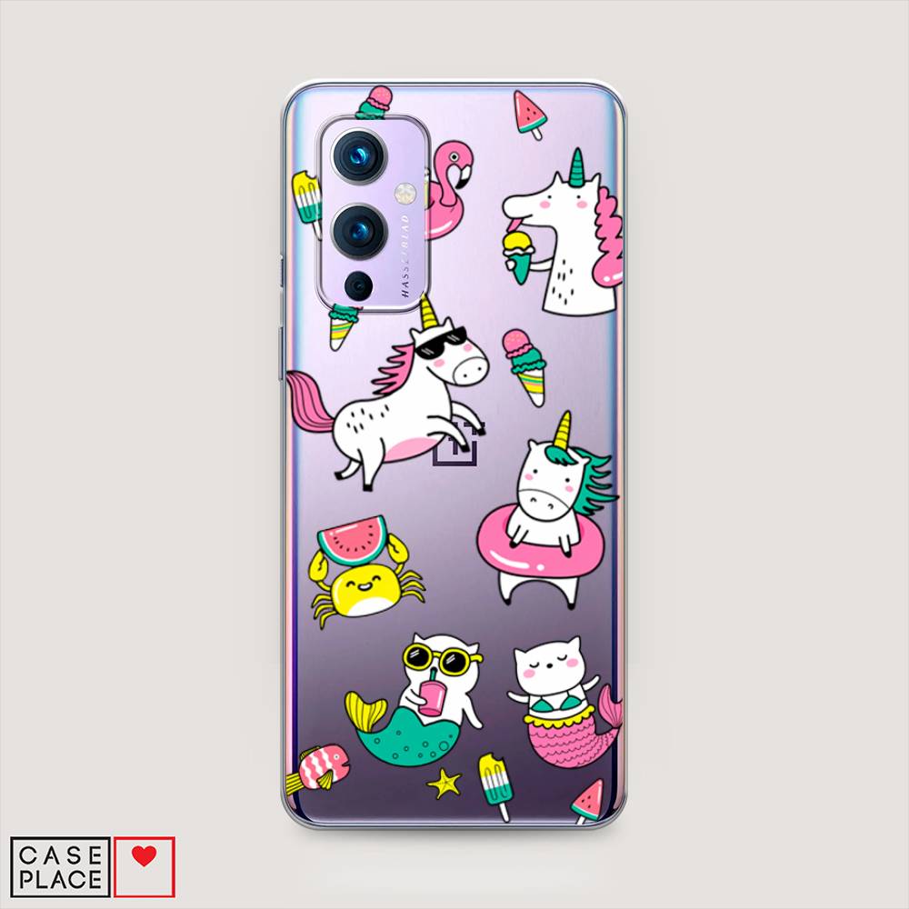 

Чехол Awog на OnePlus 9 (LE2113) / ВанПлас 9 (LE2113) "На отдыхе", Белый;голубой;розовый, 151450-2