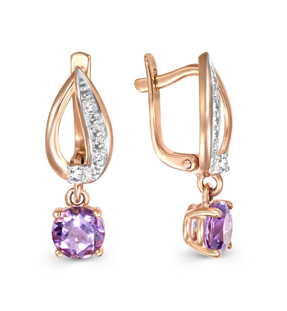 

Серьги из красного золота с аметистом NEWGOLD 10202020352am, 10202020352am