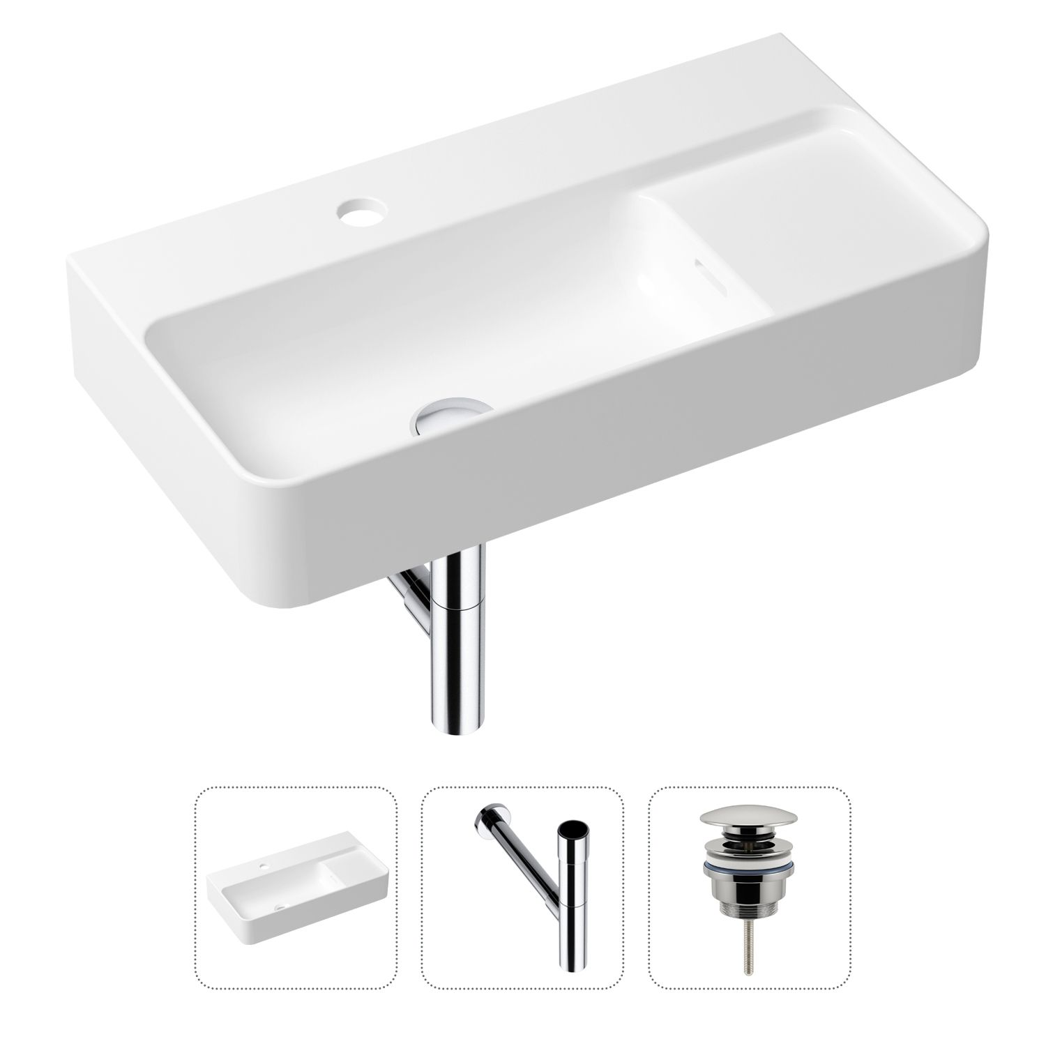 фото Комплект 3 в 1 lavinia boho bathroom sink 21520513: раковина 60 см, сифон, донный клапан