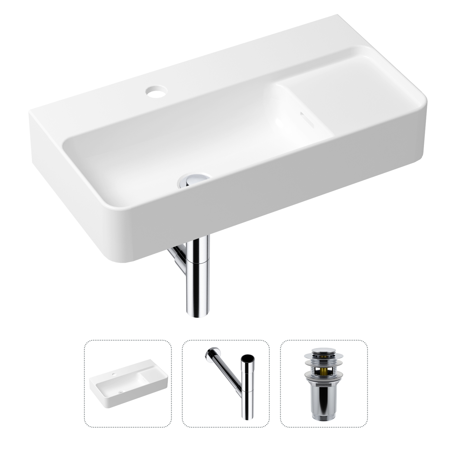 фото Комплект 3 в 1 lavinia boho bathroom sink 21520512: раковина 60 см, сифон, донный клапан