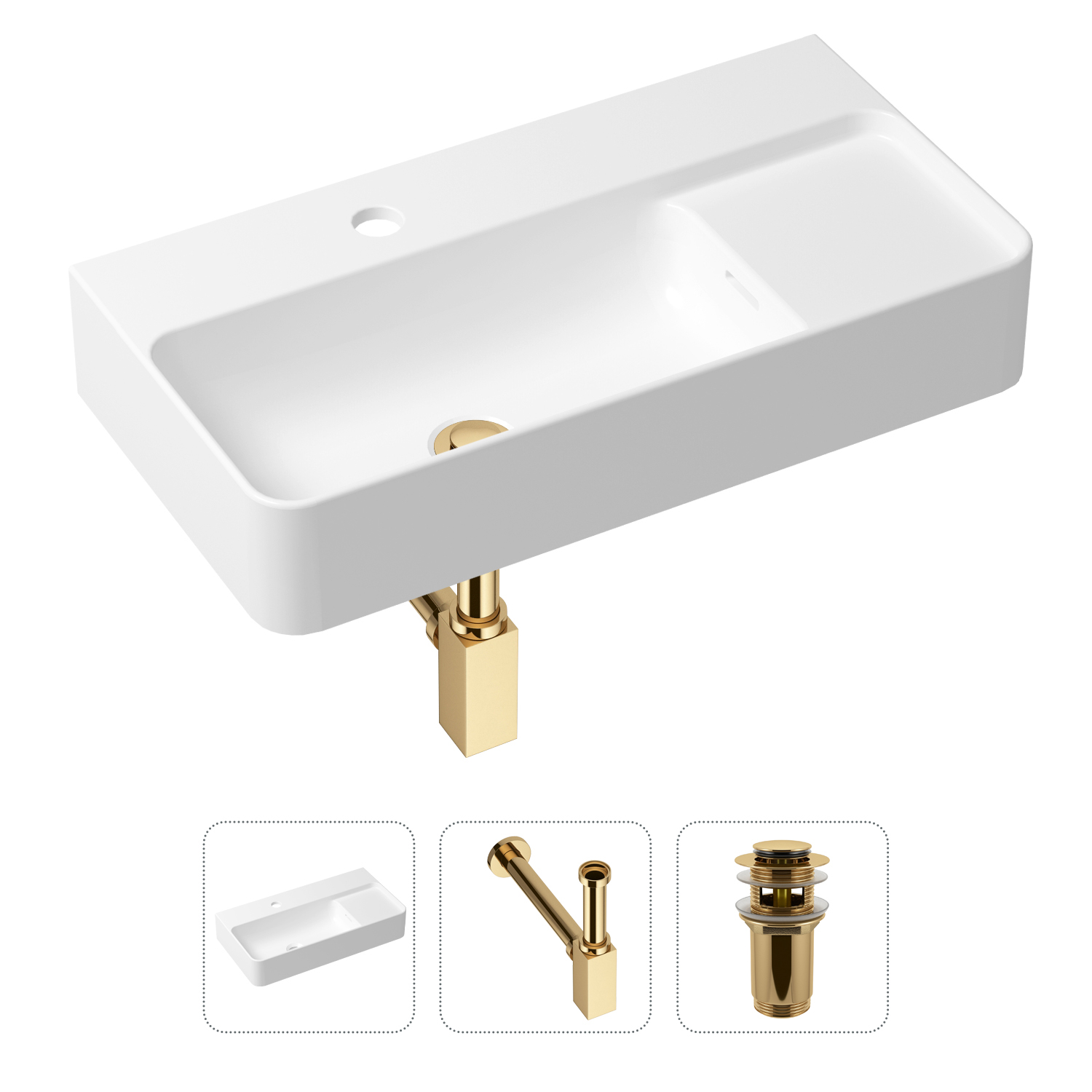 

Комплект 3 в 1 Lavinia Boho Bathroom Sink 21520506: раковина 60 см, сифон, донный клапан, Золотистый, Комплект раковин Lavinia Boho 33311011 (с переливом- д/к, с сифоном №4)