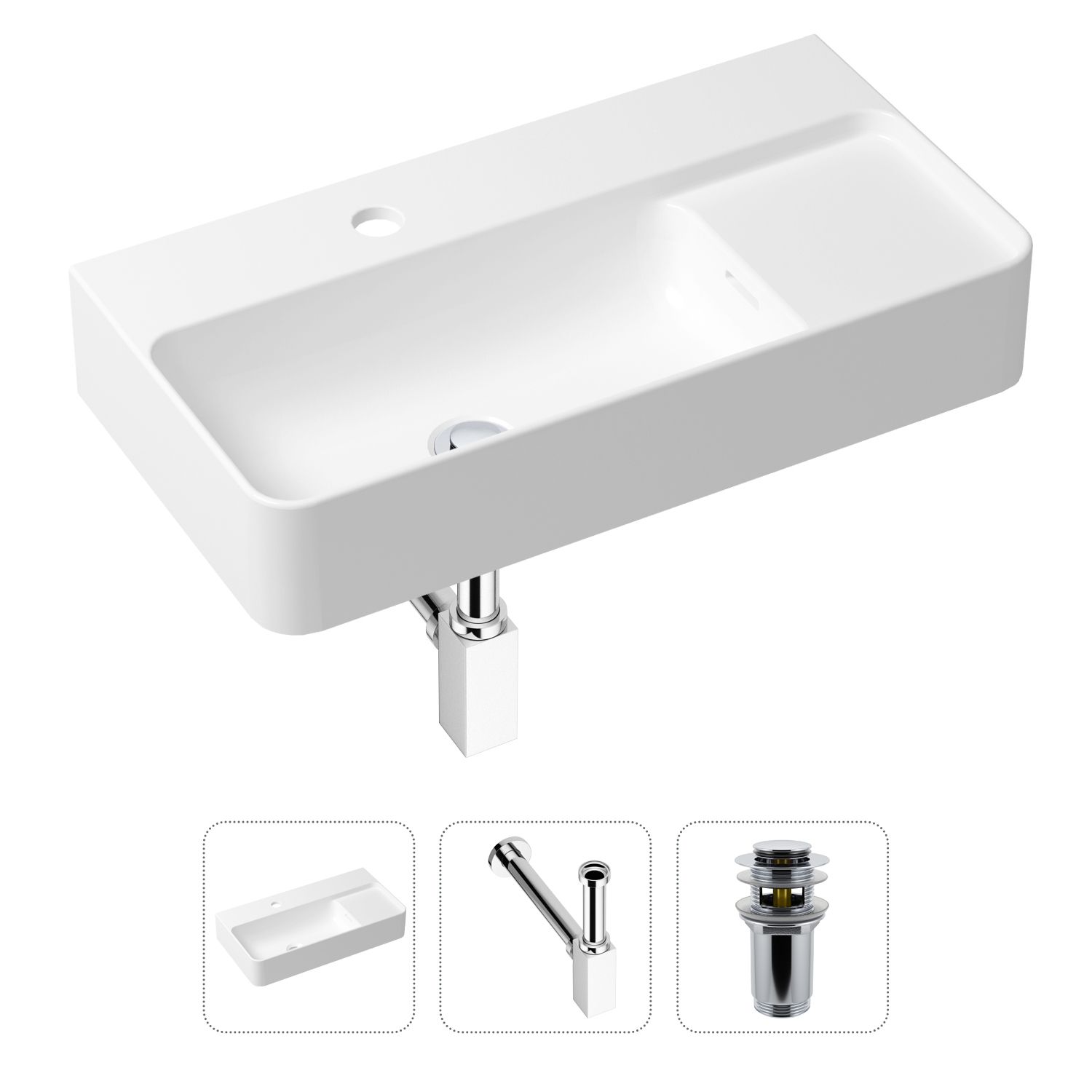 фото Комплект 3 в 1 lavinia boho bathroom sink 21520502: раковина 60 см, сифон, донный клапан