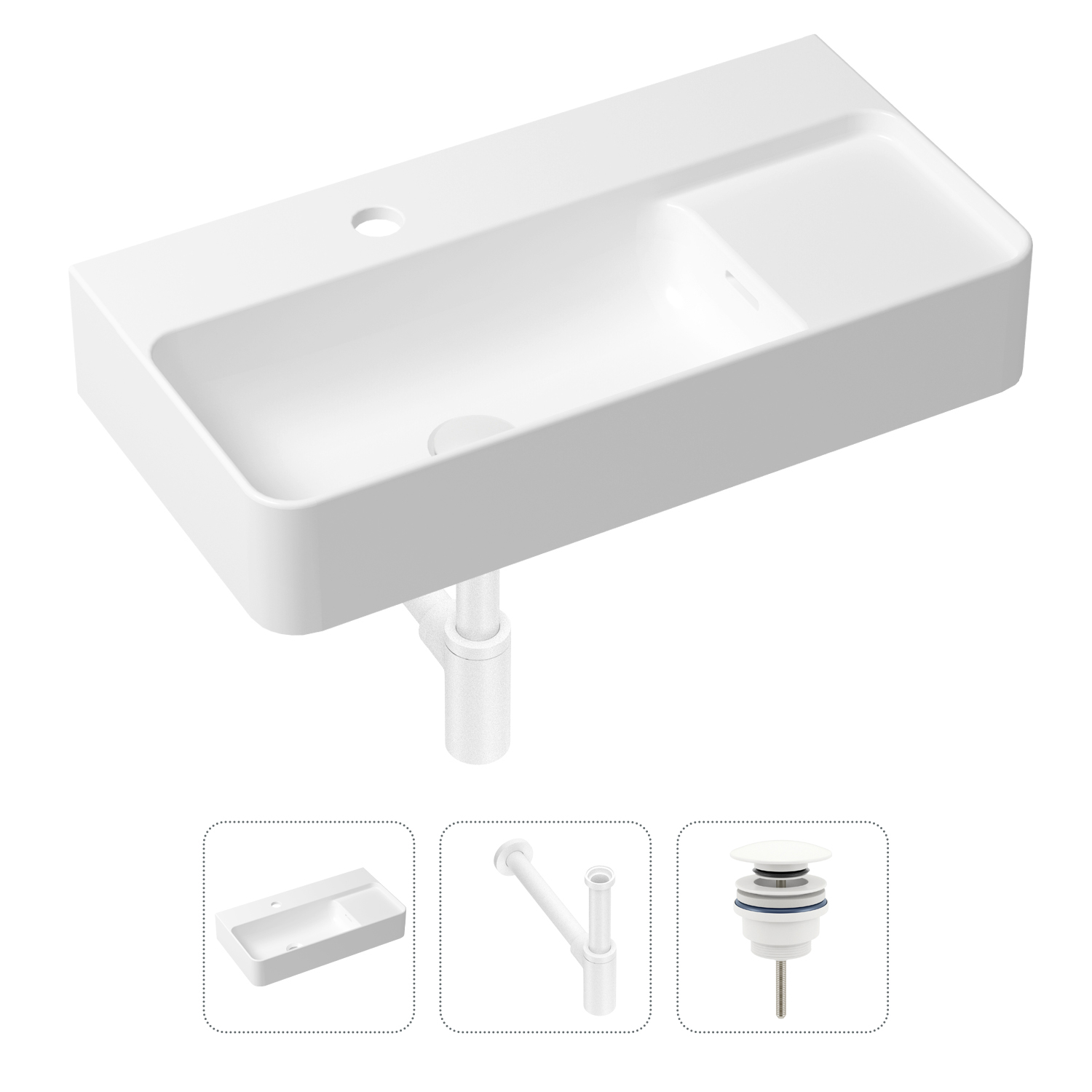 фото Комплект 3 в 1 lavinia boho bathroom sink 21520501: раковина 60 см, сифон, донный клапан