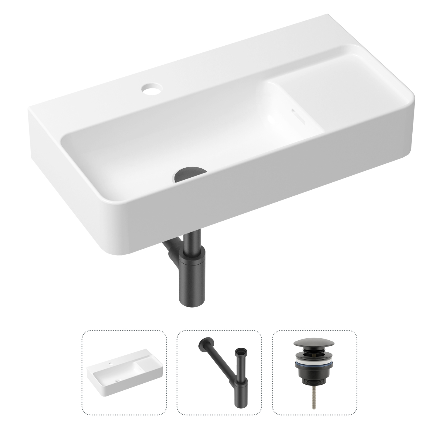 фото Комплект 3 в 1 lavinia boho bathroom sink 21520495: раковина 60 см, сифон, донный клапан