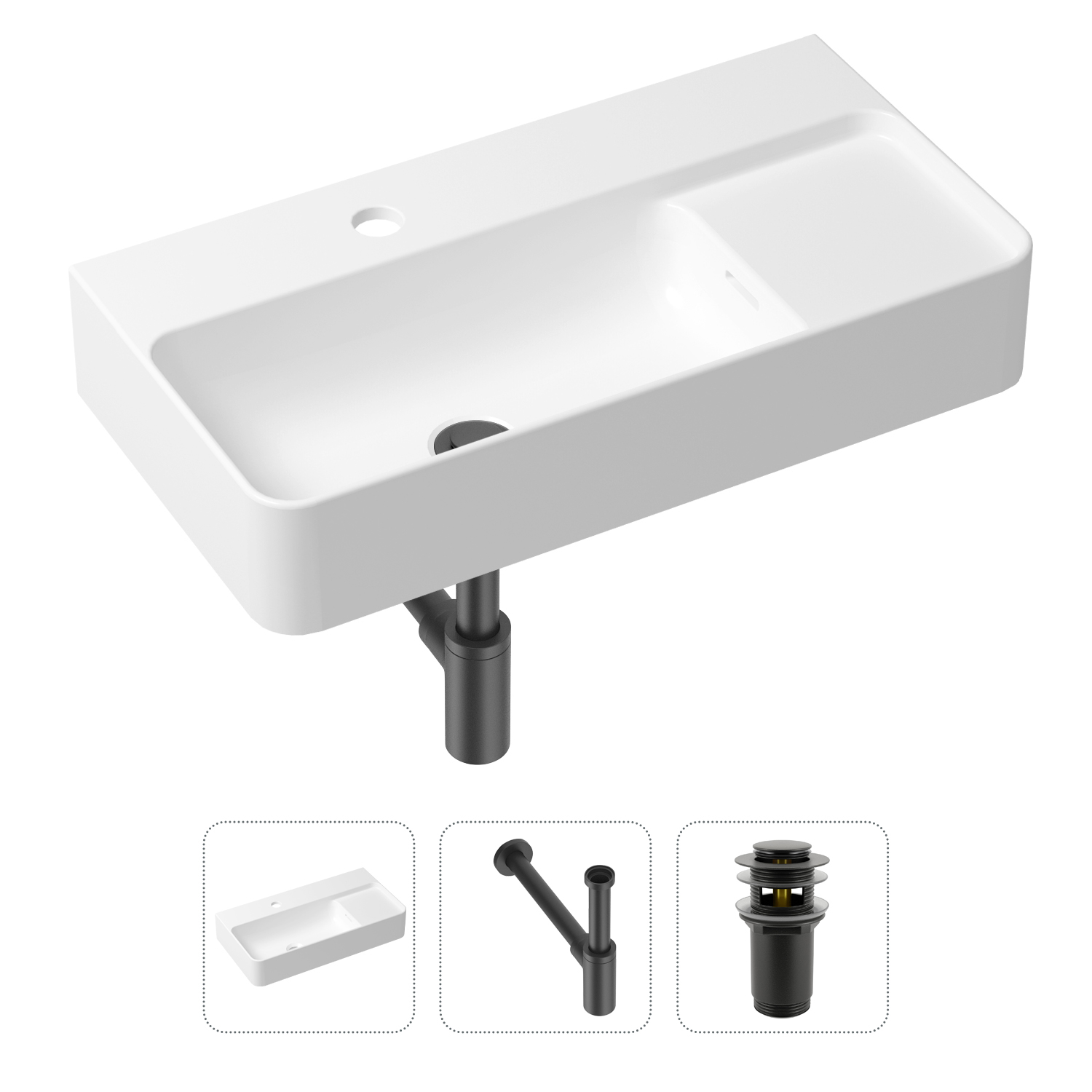 фото Комплект 3 в 1 lavinia boho bathroom sink 21520494: раковина 60 см, сифон, донный клапан