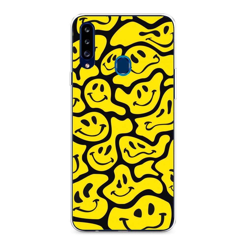 

Чехол на Samsung Galaxy A20s "Расплывчатые смайлики желтые", Черный;желтый, 2100850-6