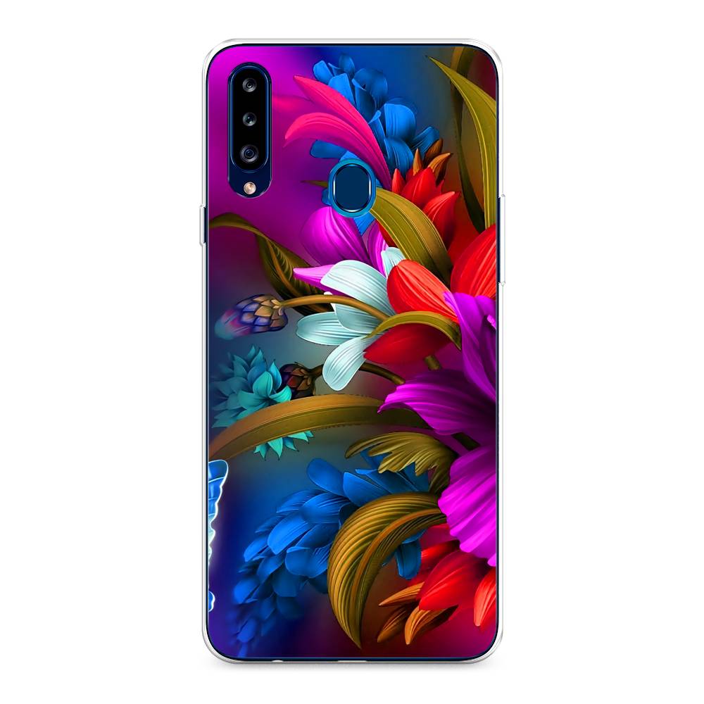 

Чехол на Samsung Galaxy A20s "Фантастические цветы", Фиолетовый;красный;синий, 2100850-2