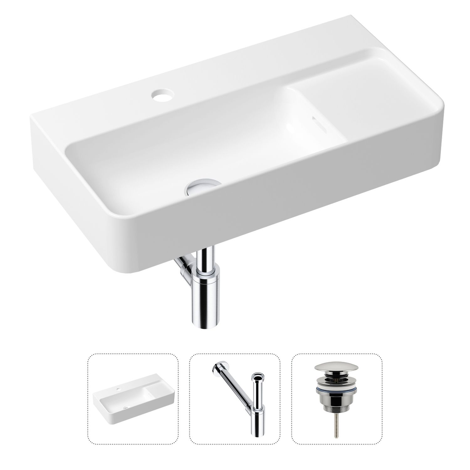 фото Комплект 3 в 1 lavinia boho bathroom sink 21520493: раковина 60 см, сифон, донный клапан