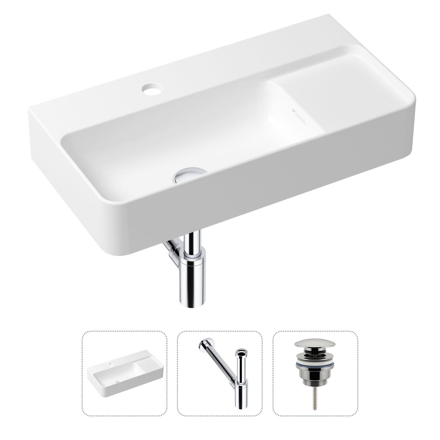 Комплект 3 в 1 Lavinia Boho Bathroom Sink 21520493: раковина 60 см, сифон, донный клапан