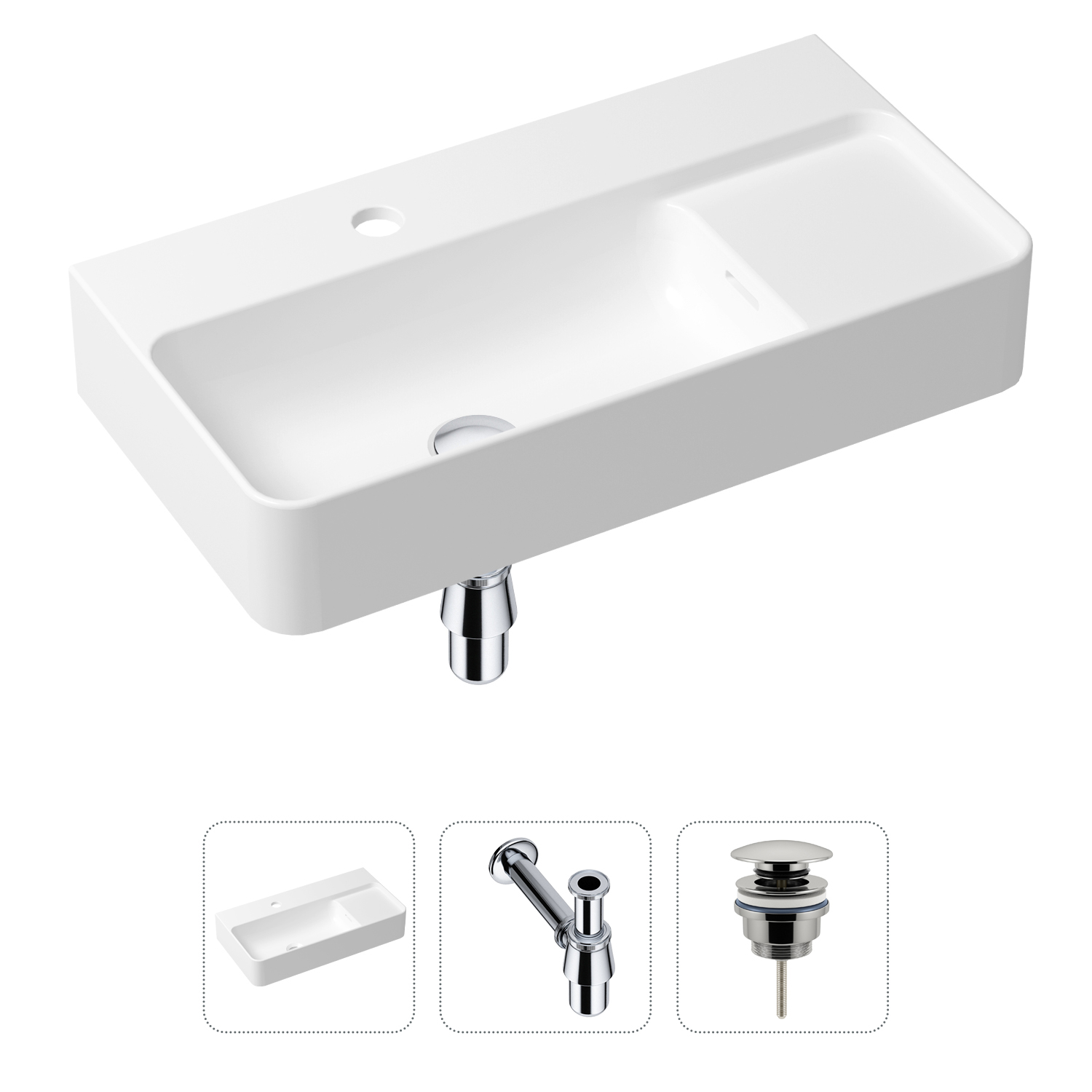 Комплект 3 в 1 Lavinia Boho Bathroom Sink 21520491: раковина 60 см, сифон, донный клапан