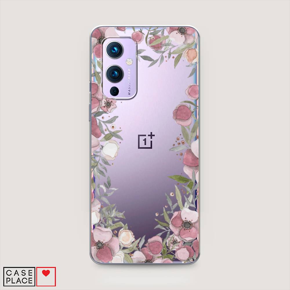 фото Чехол awog "розовая цветочная рамка" для oneplus 9 (le2113)