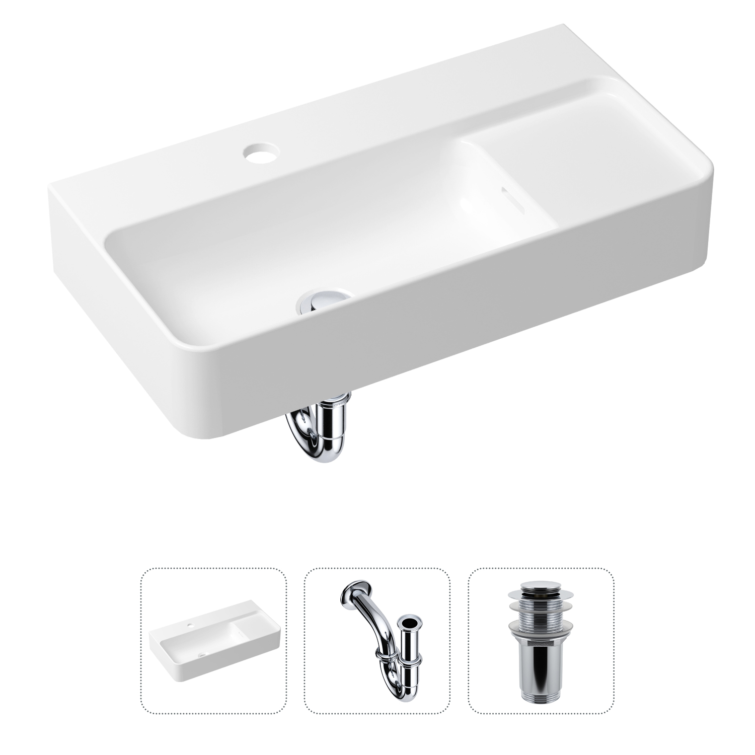 фото Комплект 3 в 1 lavinia boho bathroom sink 21520488: раковина 60 см, сифон, донный клапан