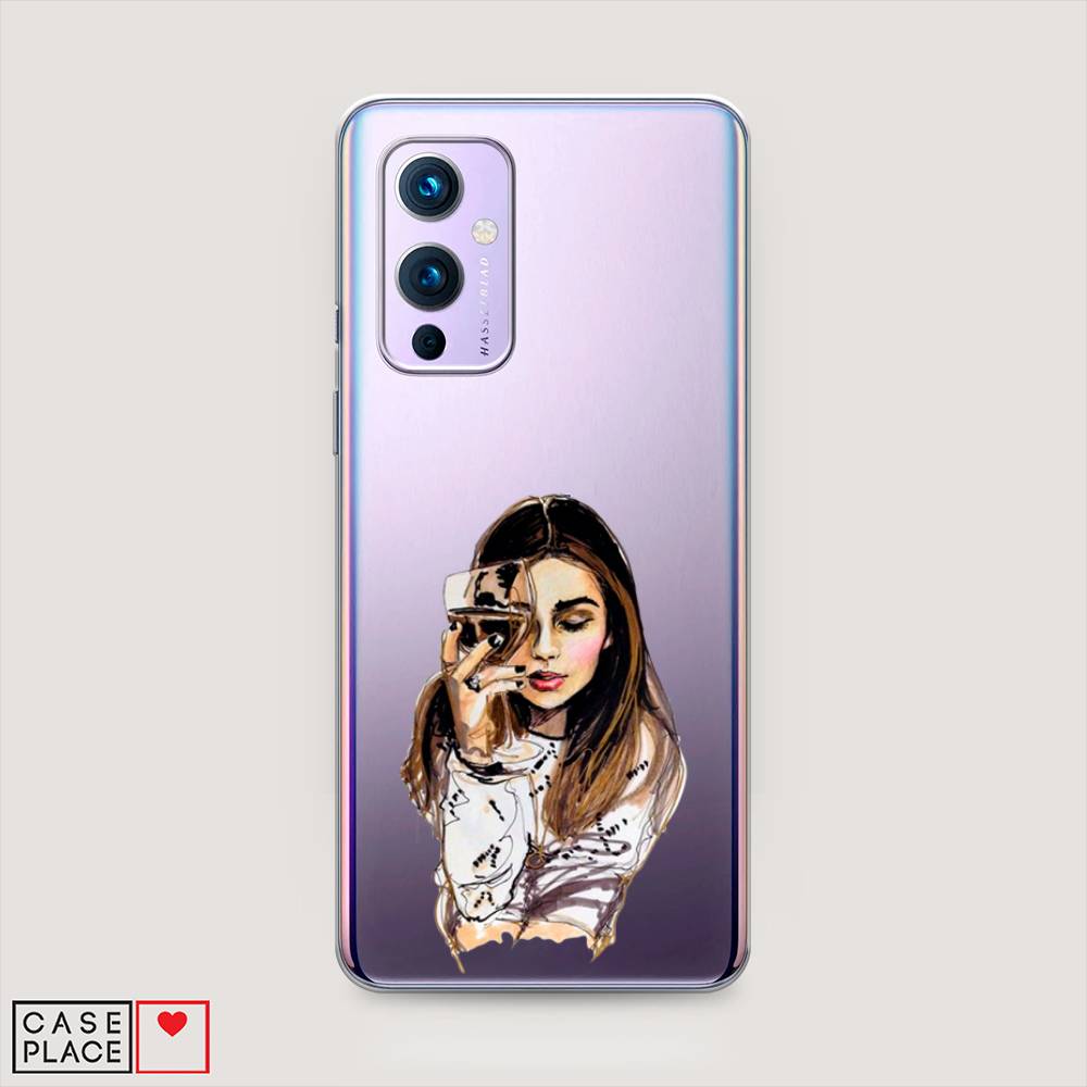 

Чехол Awog на OnePlus 9 (LE2113) / ВанПлас 9 (LE2113) "Девушка с бокалом", Коричневый;прозрачный;бежевый, 151450-7