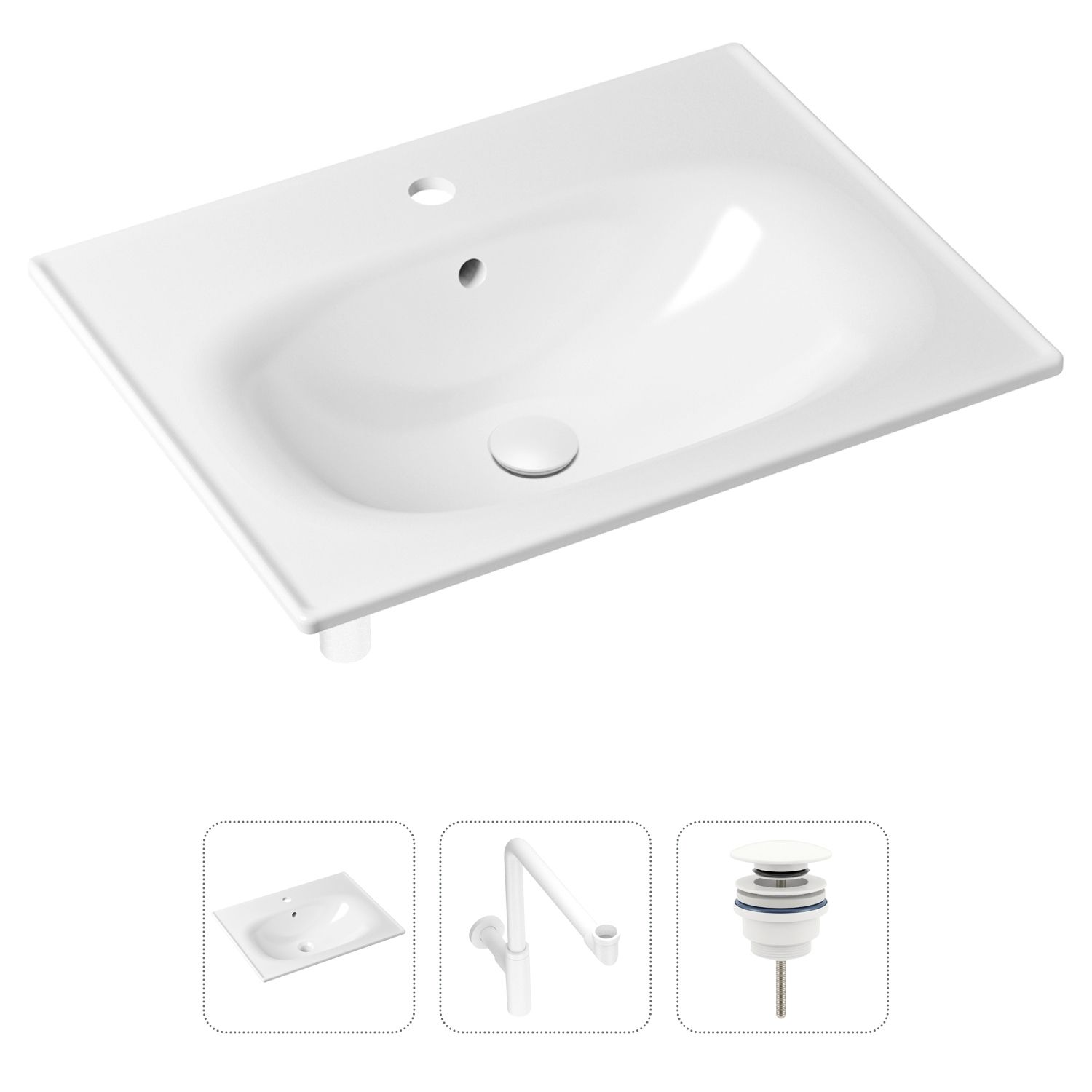 фото Комплект 3 в 1 lavinia boho bathroom sink 21520486: раковина 60 см, сифон, донный клапан