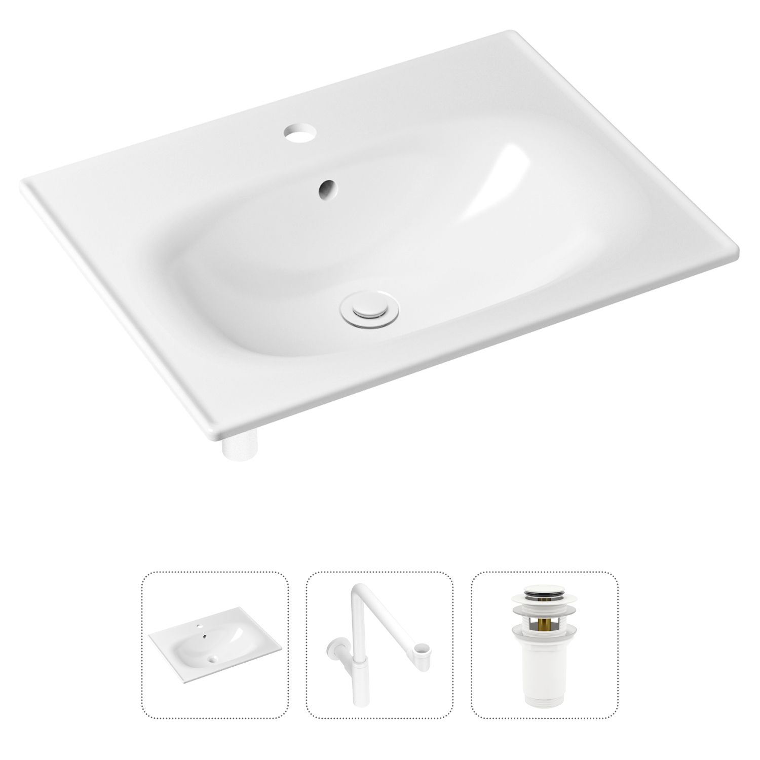 фото Комплект 3 в 1 lavinia boho bathroom sink 21520485: раковина 60 см, сифон, донный клапан