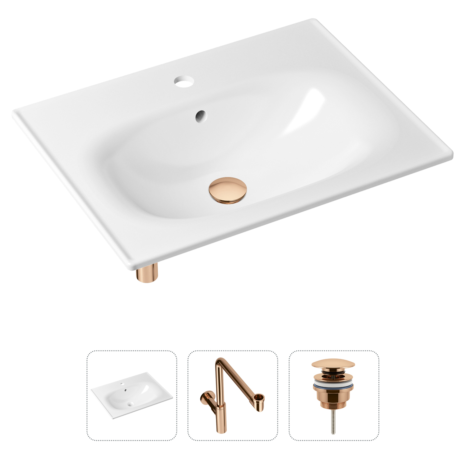 фото Комплект 3 в 1 lavinia boho bathroom sink 21520484: раковина 60 см, сифон, донный клапан