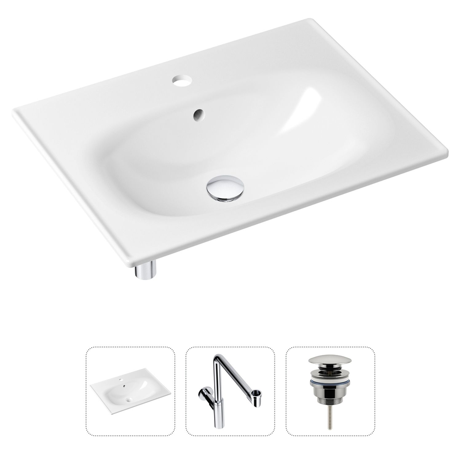 фото Комплект 3 в 1 lavinia boho bathroom sink 21520478: раковина 60 см, сифон, донный клапан