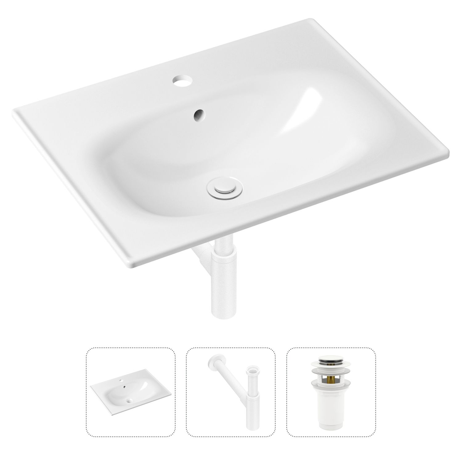 фото Комплект 3 в 1 lavinia boho bathroom sink 21520475: раковина 60 см, сифон, донный клапан