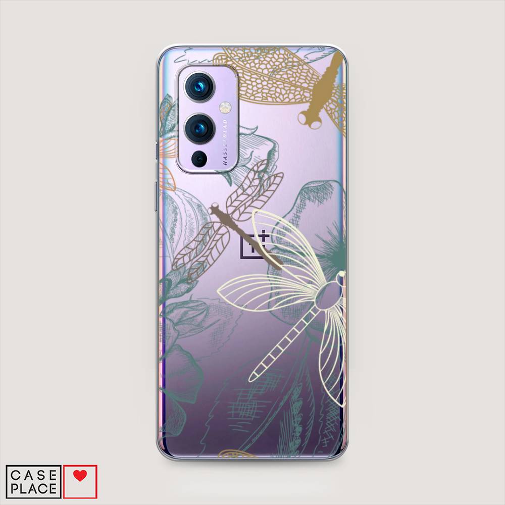 

Чехол Awog на OnePlus 9 (LE2113) / ВанПлас 9 (LE2113) "Тени стрекоз", Коричневый;зеленый;белый, 151450-8