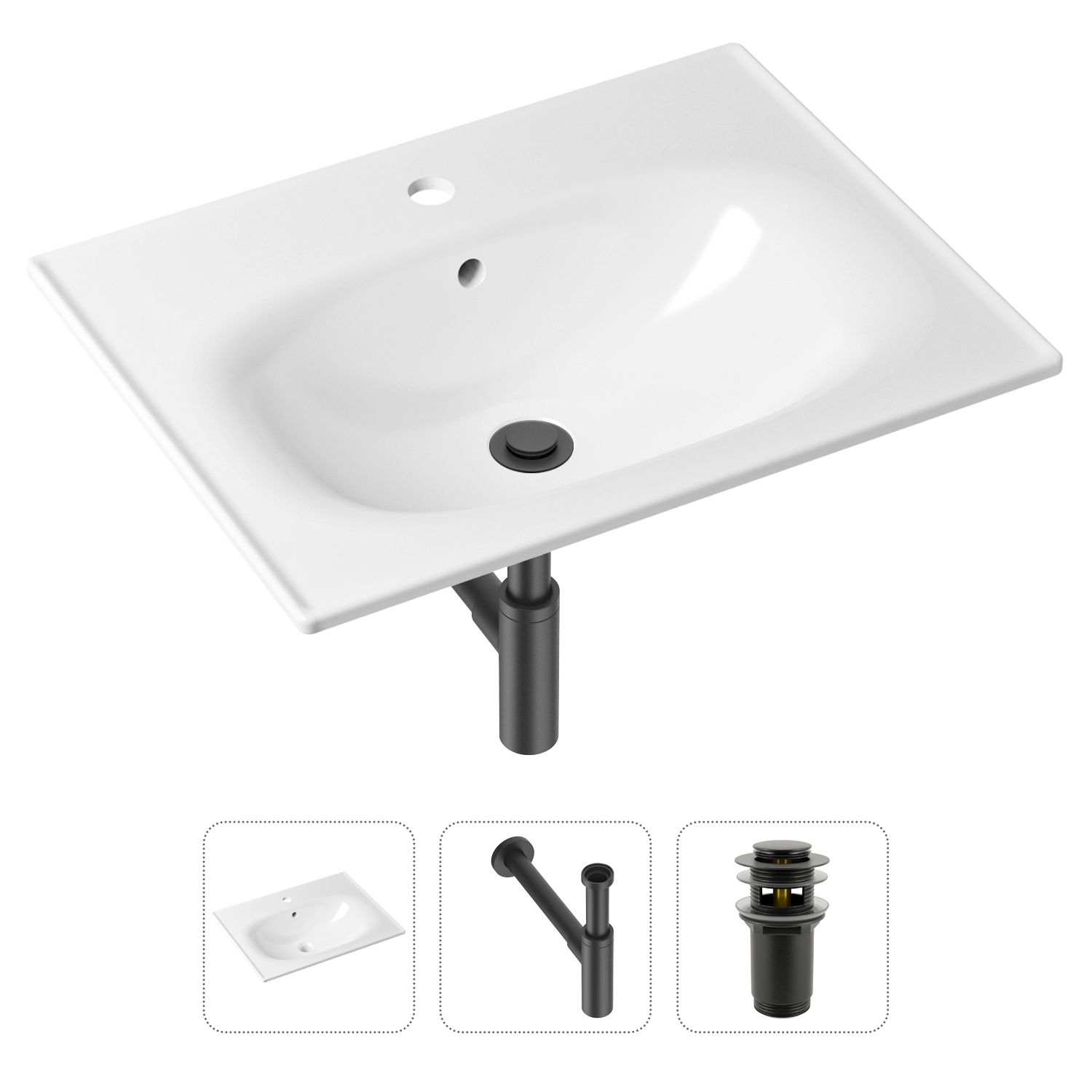 фото Комплект 3 в 1 lavinia boho bathroom sink 21520469: раковина 60 см, сифон, донный клапан