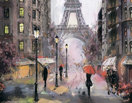 Цветной мир ярких идей Алмазная вышивка Париж под дождем LG249, 40x50 см