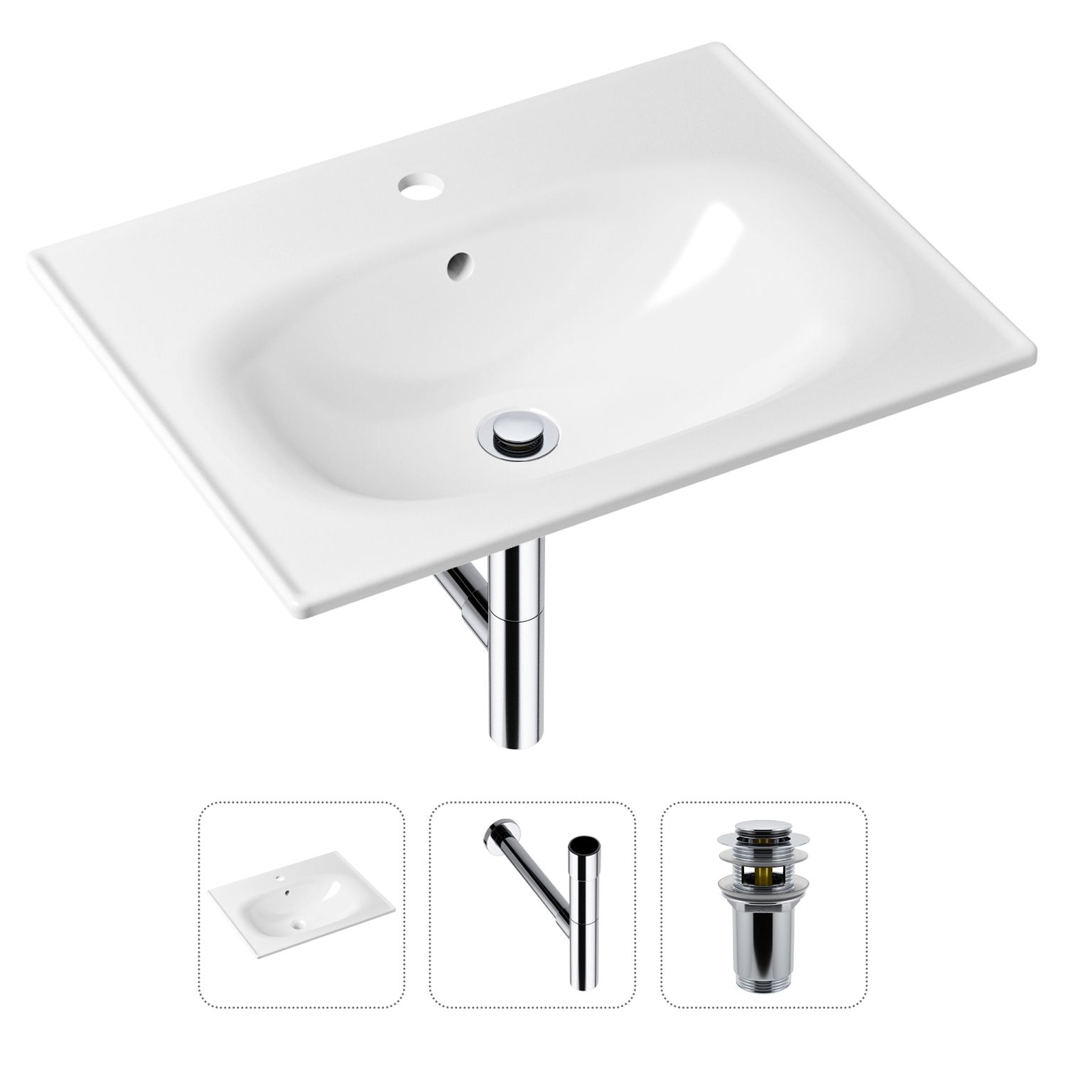 фото Комплект 3 в 1 lavinia boho bathroom sink 21520457: раковина 60 см, сифон, донный клапан