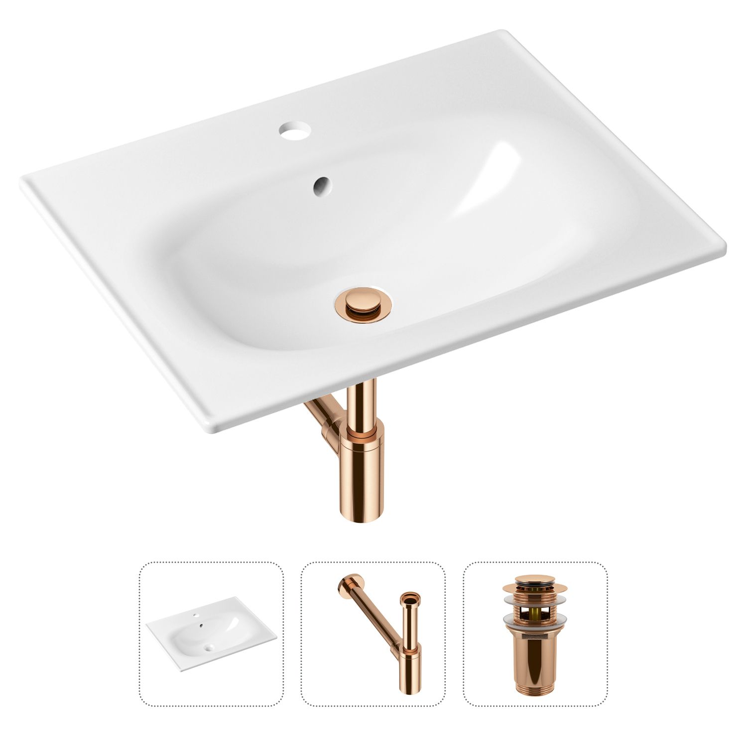 фото Комплект 3 в 1 lavinia boho bathroom sink 21520443: раковина 60 см, сифон, донный клапан