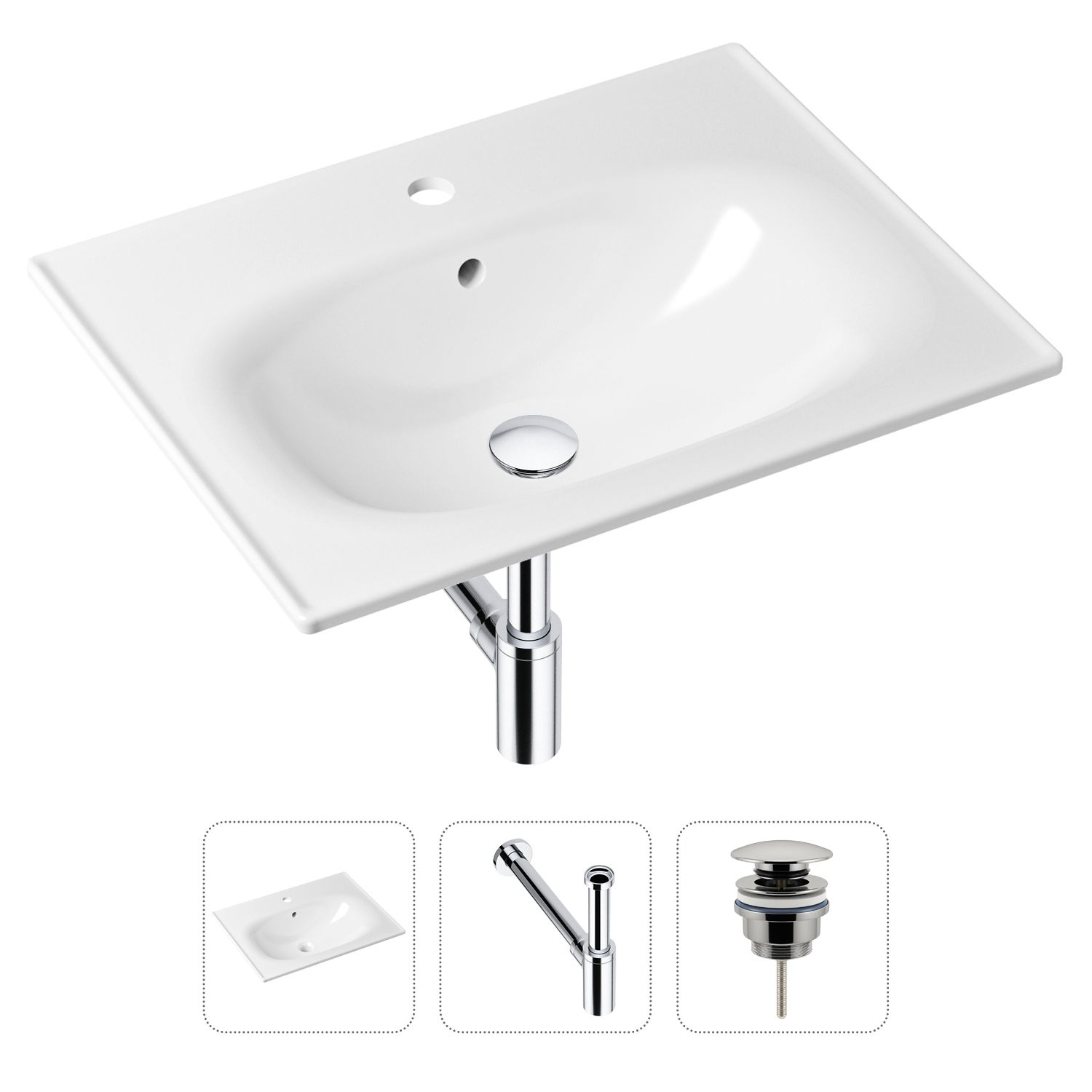 фото Комплект 3 в 1 lavinia boho bathroom sink 21520438: раковина 60 см, сифон, донный клапан