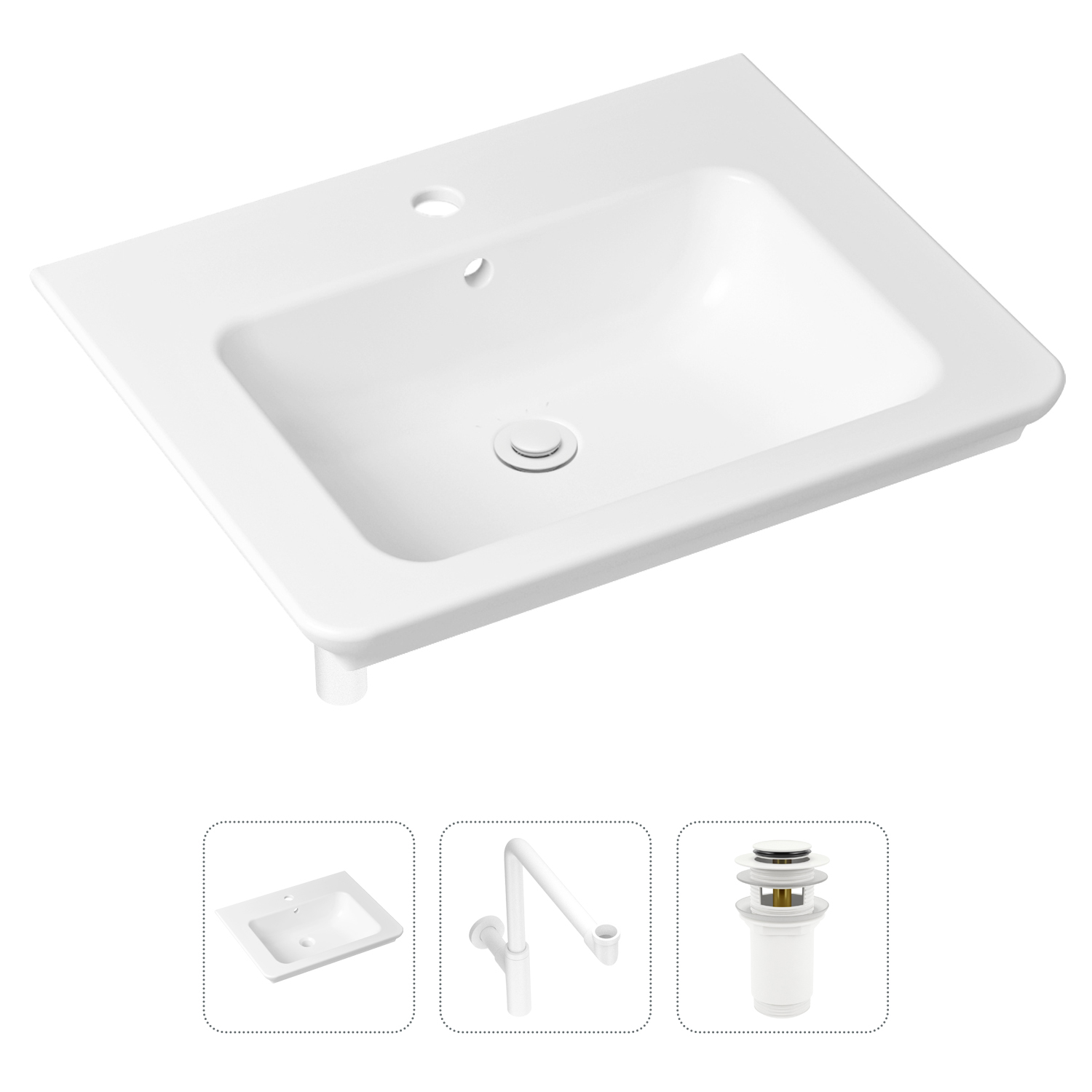 фото Комплект 3 в 1 lavinia boho bathroom sink 21520431: раковина 60 см, сифон, донный клапан