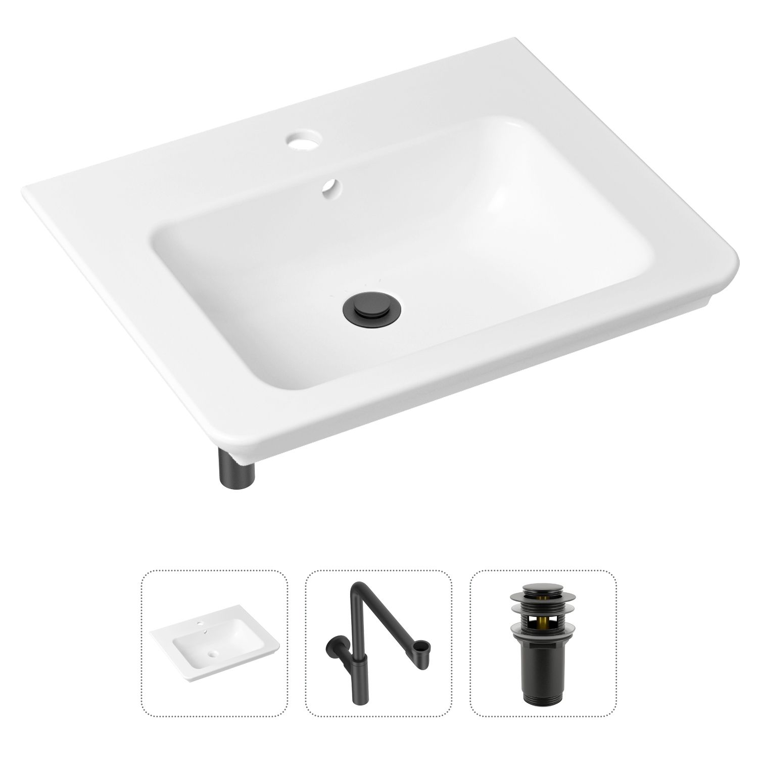 фото Комплект 3 в 1 lavinia boho bathroom sink 21520425: раковина 60 см, сифон, донный клапан