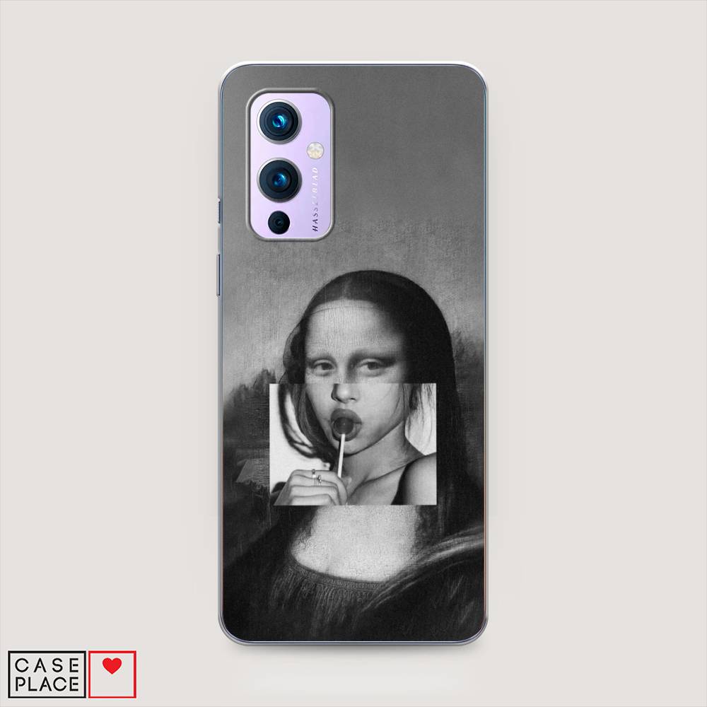 

Чехол Awog на OnePlus 9 (LE2113) / ВанПлас 9 (LE2113) "Mona Lisa sucking lollipop", Серый, 151450-9