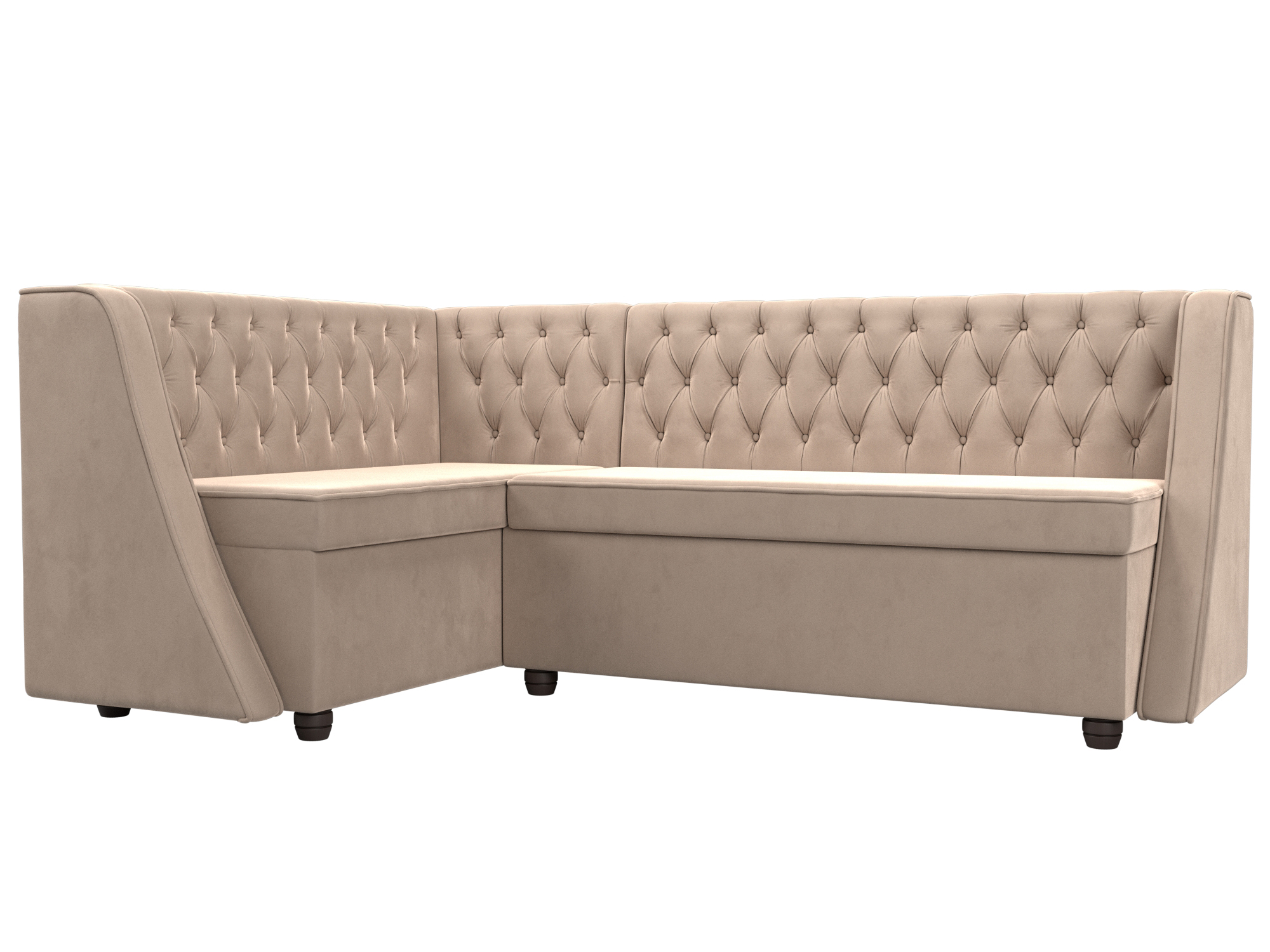 

Диван кухонный Лига Диванов Лофт левый угол 197х136х85, велюр, бежевый, Кухонный угловой диван Лофт левый угол