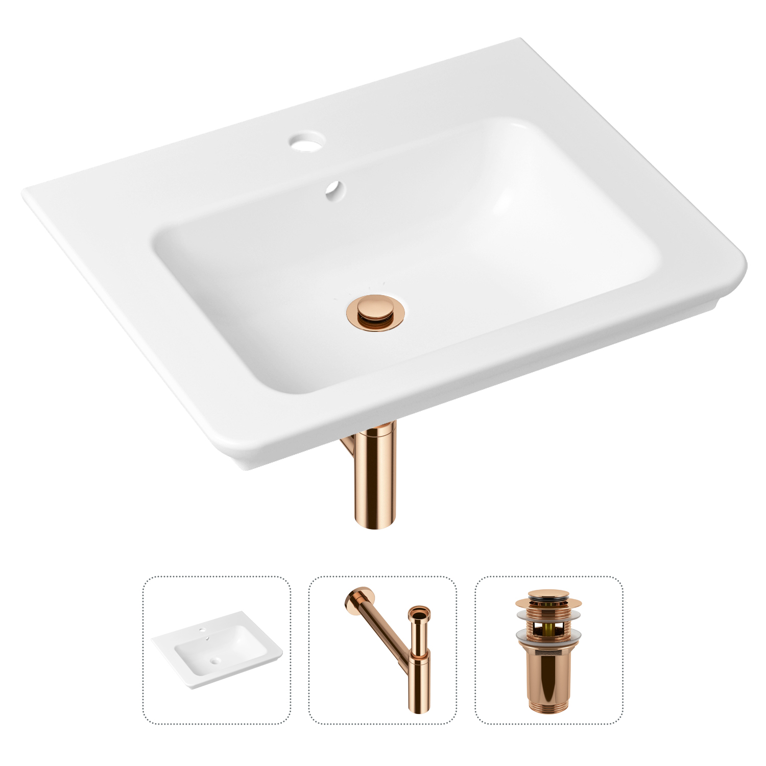 Комплект 3 в 1 Lavinia Boho Bathroom Sink 21520419: раковина 60 см, сифон, донный клапан донный клапан manzzaro