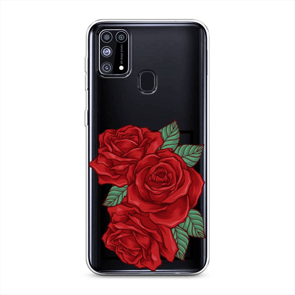 

Чехол на Samsung Galaxy M31 "Три алые розы", Красный, 2100750-2