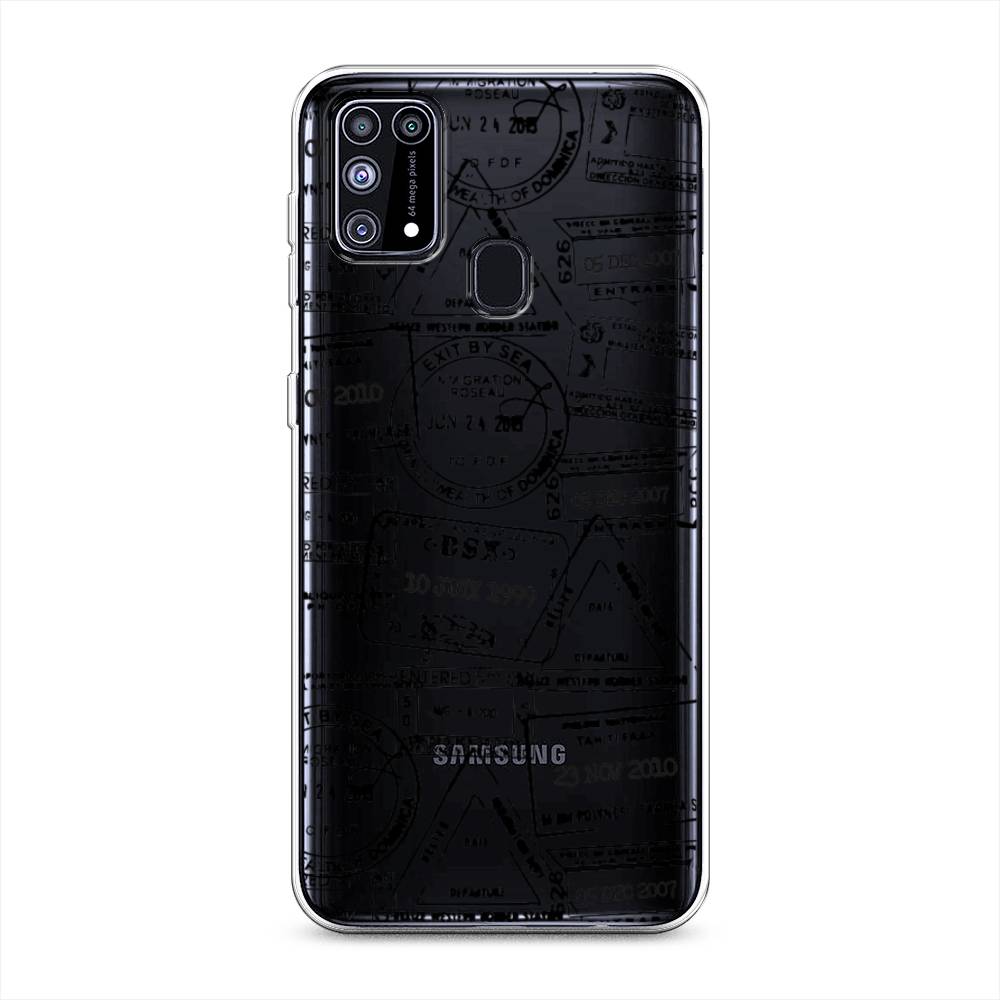 

Чехол на Samsung Galaxy M31 "Visa stamps 2", Белый;черный;серый, 2100750-2