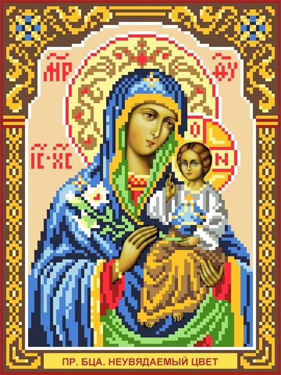 

Рисунок на шелке «Богородица Неувядаемый цвет»