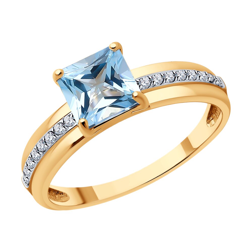 

Кольцо из золота р. 19 Diamant 51-310-01729-1, фианит\топаз, 51-310-01729-1