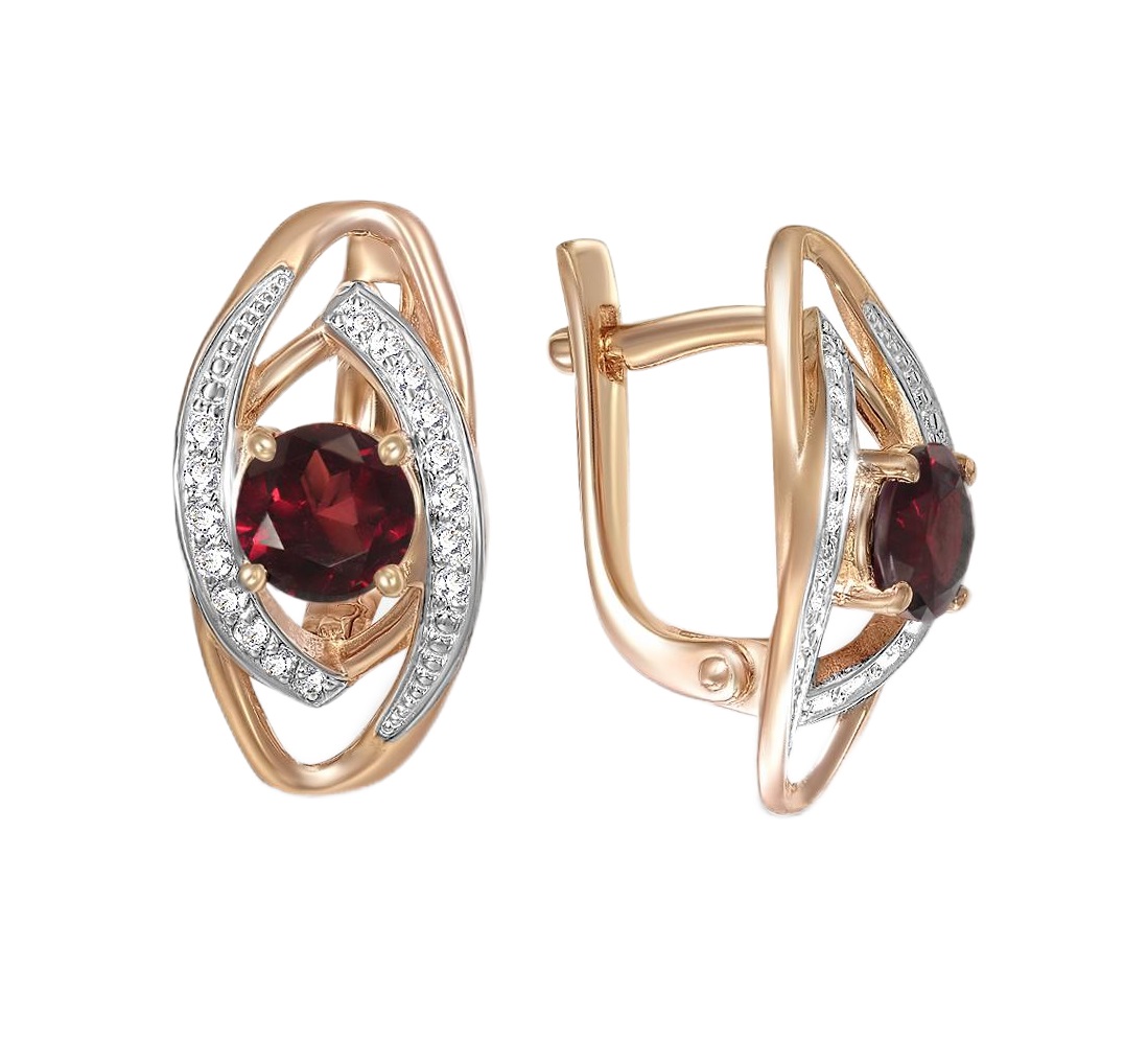 

Серьги из красного золота с гранатом NEWGOLD 102020291307gr, 102020291307gr