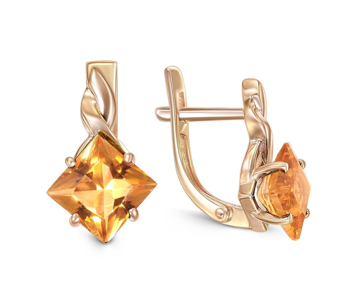 

Серьги из красного золота с цитрином NEWGOLD 102000292433zt, 102000292433zt