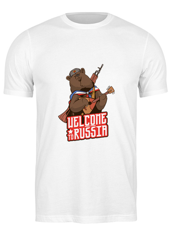

Футболка мужская Printio Welcome to russia белая M, Белый, Welcome to russia