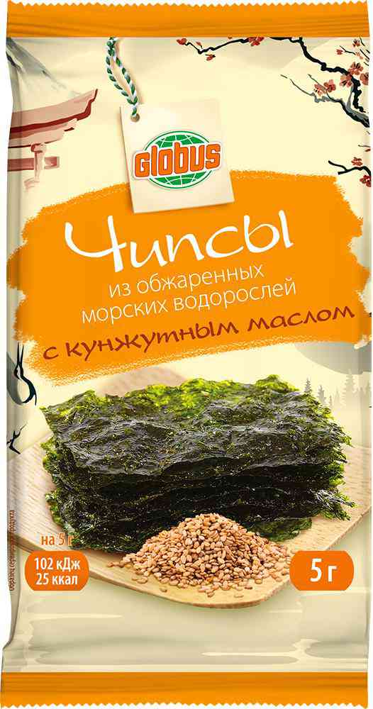 Морские водоросли Глобус сушеные с кунжутным маслом листы 5 г