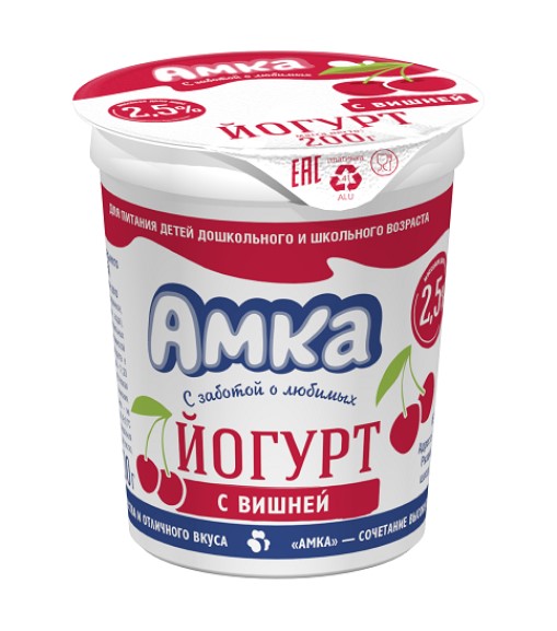 

Йогурт Амка 2,5% 200 г в ассортименте