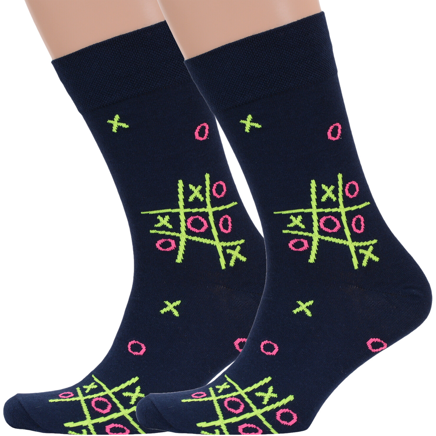 

Комплект носков мужской MoscowSocksClub 2-nm-458 темно-синие "Крестики-нолики", 27, Синий, 2-nm-458