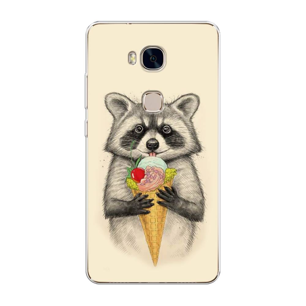 

Чехол Awog на Honor 5X "Енот с мороженым", Разноцветный, 60550-10