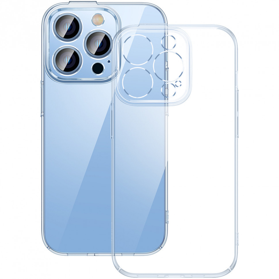 фото Чехол baseus crystal ultra-thin pc case + tempered glass для iphone 14 pro max, прозрачный