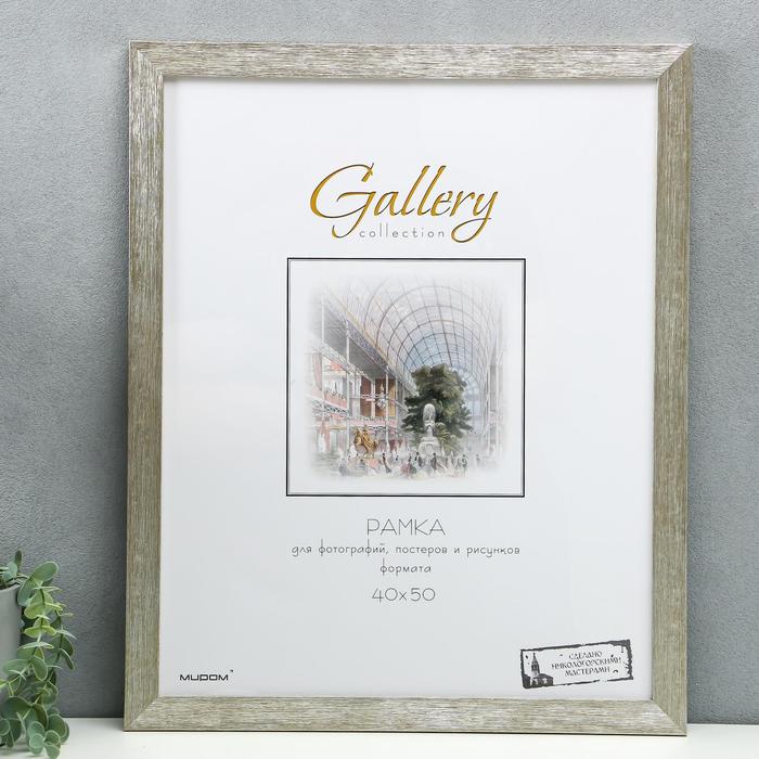 

Фоторамка пластик Gallery 40х50 см, 651622 серебро (пластиковый экран)