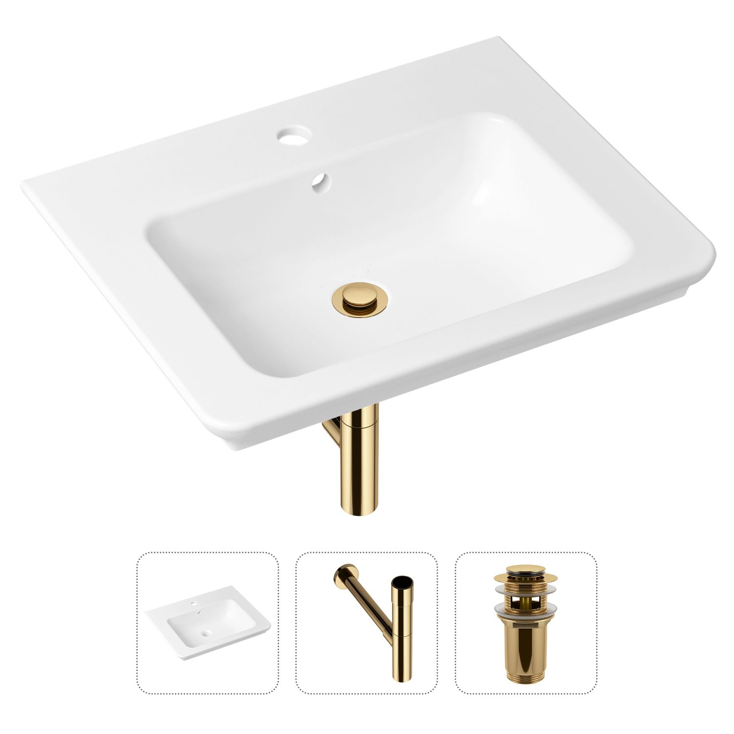 фото Комплект 3 в 1 lavinia boho bathroom sink 21520407: раковина 60 см, сифон, донный клапан