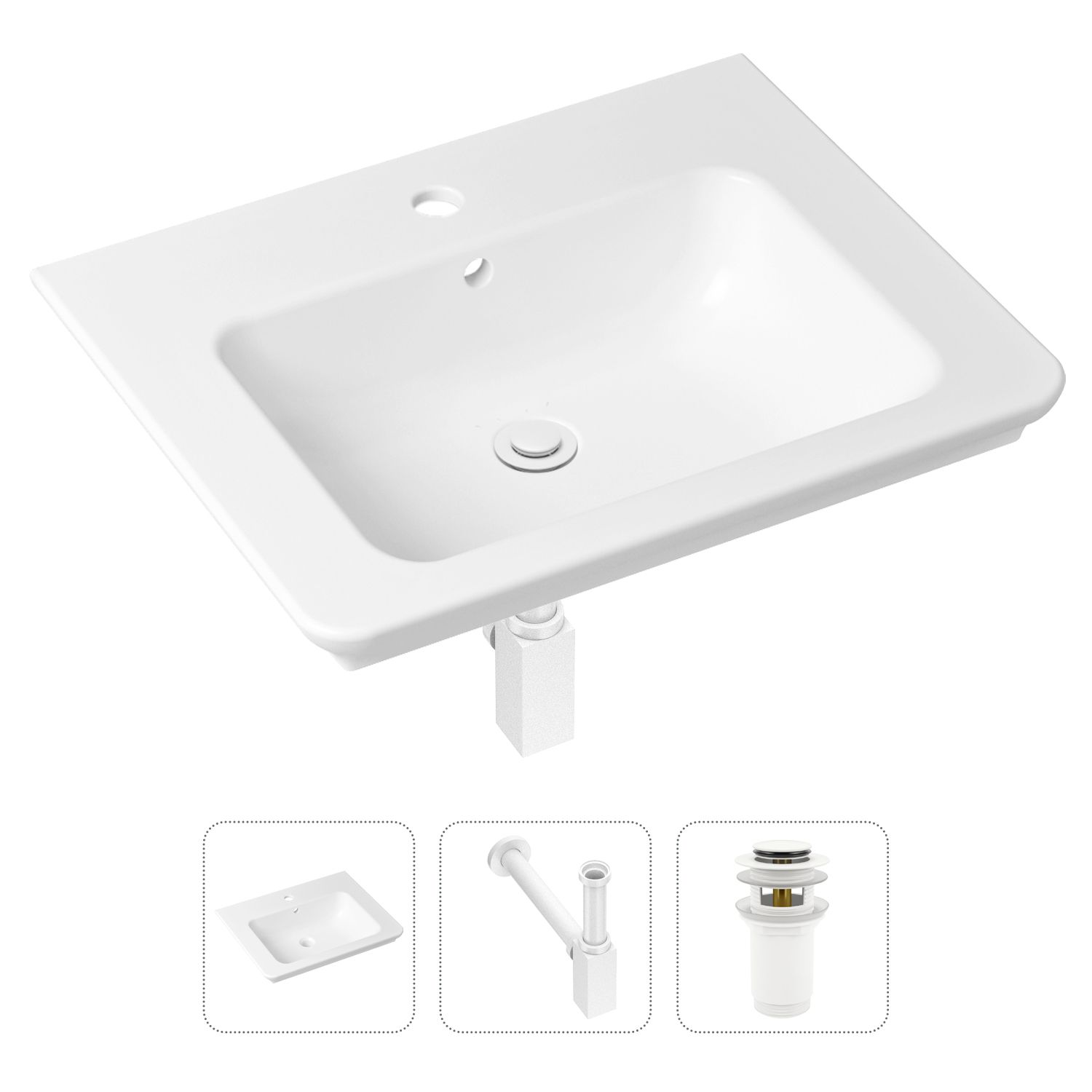 Комплект 3 в 1 Lavinia Boho Bathroom Sink 21520401: раковина 60 см, сифон, донный клапан