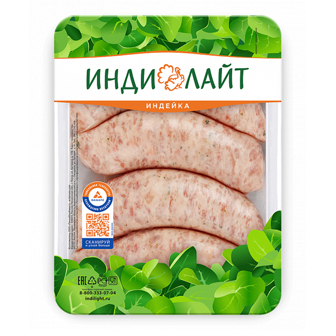 

Купаты из мяса индейки Индилайт рубленые охлажденные 500 г