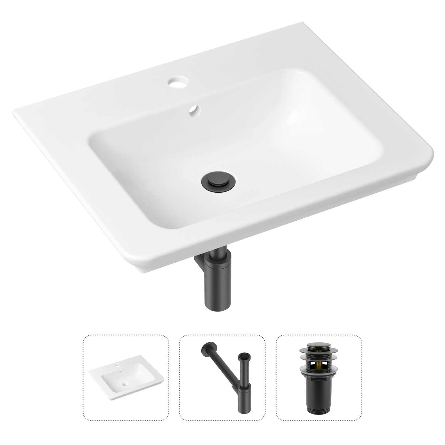 фото Комплект 3 в 1 lavinia boho bathroom sink 21520385: раковина 60 см, сифон, донный клапан